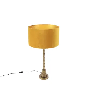 Art deco stolna svjetiljka s somotom žute sjene 35 cm - Pisos