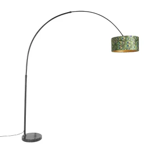 Botanička lučna lampa crna baršunasta sjena paun dizajn 50 cm - XXL