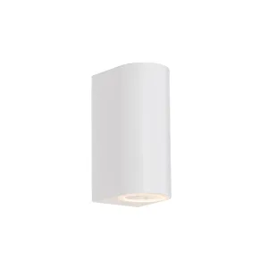 Moderna vanjska zidna svjetiljka bijela plastična ovalna 2 svjetla - Baleno