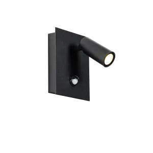 Vanjska zidna svjetiljka crna s LED IP54 senzorom pokreta - Simon