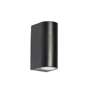 Moderna vanjska zidna svjetiljka crna plastična ovalna 2 svjetla - Baleno