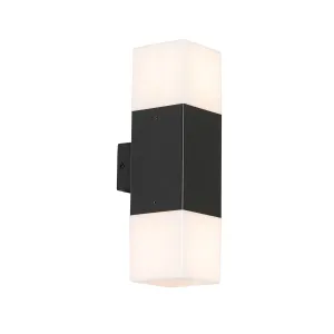 Vanjska zidna svjetiljka crna s opalnim sjenilom 2 svjetla IP44 - Danska