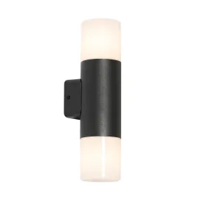 Vanjska zidna svjetiljka crna s opalnim sjenilom 2 svjetla IP44 - Odense