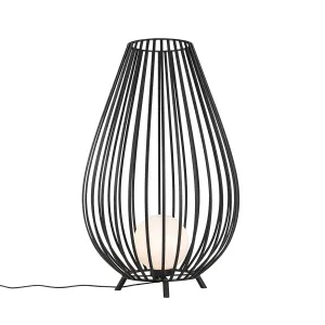 Dizajnerska podna lampa crna s opalom 110 cm - Angela
