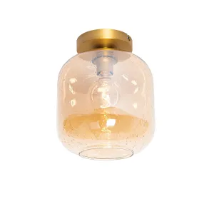 Dizajnerska stropna svjetiljka od mesinga i jantarnog stakla - Zuzanna