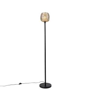 Dizajnerska podna lampa crna sa zlatom 20 cm - Sarella