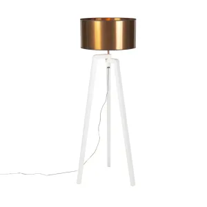 Dizajn podna svjetiljka bijela s bakrenom hladom 50 cm - Puros