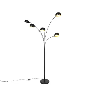 Dizajn podna svjetiljka crna 5 svjetla - šezdesete