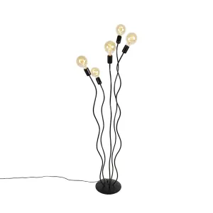 Dizajn podna svjetiljka crna 5-svjetla - Wimme