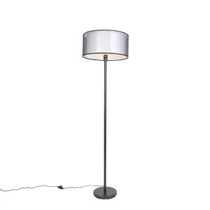 Dizajn podna svjetiljka crna s crno-bijelom hladom 47 cm - Simplo