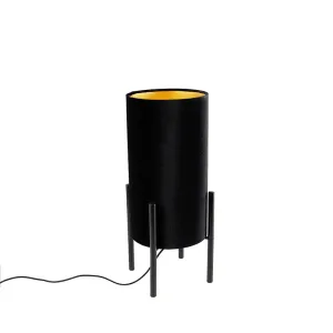 Dizajn stolna svjetiljka crna baršunasta nijansa crna sa zlatom - Rich