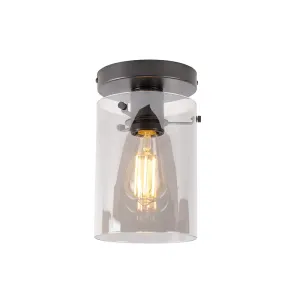 Dizajn stropne svjetiljke crne boje s dimnim staklom - Dome