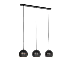 Dizajn viseća svjetiljka crna sa zlatnim interijerom 3 svjetla - Buell