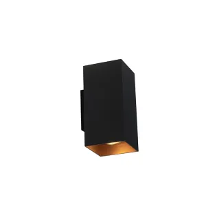 Dizajn zidna svjetiljka crna sa zlatnim kvadratom - Sab