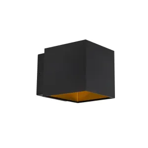 Dizajn zidna svjetiljka crno / zlatna sa LED - Caja