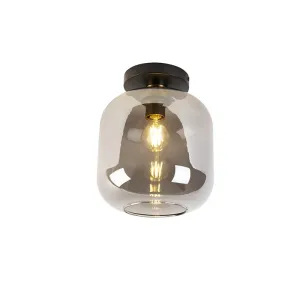 Dizajnerska stropna lampa crna sa zlatom sa dimnim staklom - Zuzanna