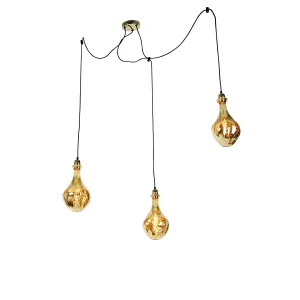 Viseća svjetiljka zlatna 3 svjetla uklj. LED jantarna prigušiva - Cava Luxe #282670