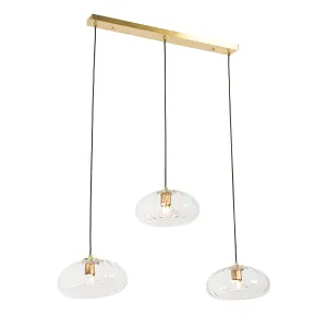 Viseća lampa zlatna sa staklom izdužena 3 svjetla - Ayesha