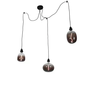 Viseća svjetiljka crna 3 svjetla uklj. LED mix dim dimmable - Cava Luxe