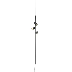 Viseća lampa crna s nožnim prekidačem 3 svjetla - Jeana Luxe