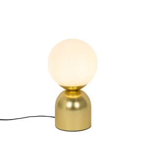 Hotelska šik stolna lampa zlatna s opalnim staklom - Pallon Trend