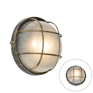 Industrijska vanjska zidna svjetiljka antikno zlato IP44 - Hanneke