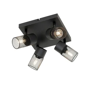 Industrijski stropni reflektor crni s 4 svjetla podesiv - Jim