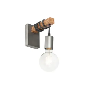 Industrijska čelična zidna svjetiljka s drvom - Gallow