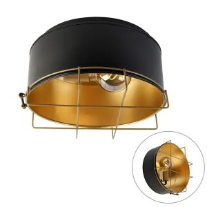 Industrijska stropna svjetiljka crna sa zlatom 35 cm - Barril