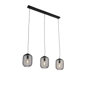 Industrijska viseća svjetiljka crna 110 cm 3 svjetla - Bliss Mesh