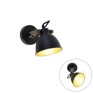 Industrijska zidna svjetiljka crna sa zlatom podesiva - Liko