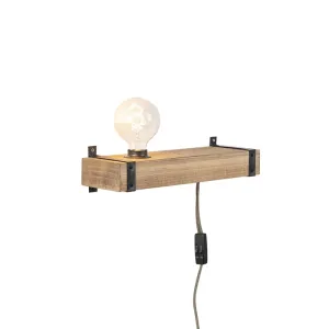 Industrijska zidna svjetiljka drvo USB - Reena
