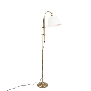 Klasična podna svjetiljka brončana s bijelom sjenom - Ashley
