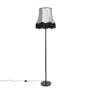 Klasična podna svjetiljka crna s Granny B nijansom siva - Simplo
