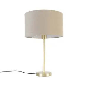Klasična stolna lampa mesing sa sjenilom svijetlo smeđa 35 cm - Simplo