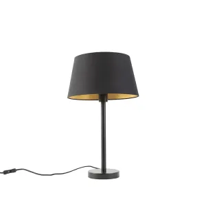 Klasična stolna svjetiljka crna s crnom hladom 32 cm - Simplo
