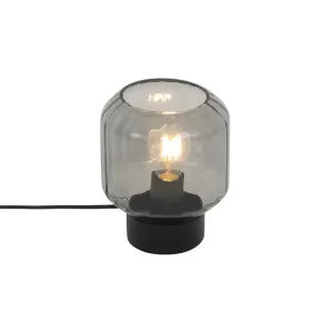 Klasična stolna svjetiljka crna s dimnim staklom - Stiklo