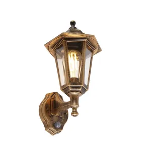 Klasična vanjska zidna lampa starinsko zlato sa senzorom pokreta - New Haven
