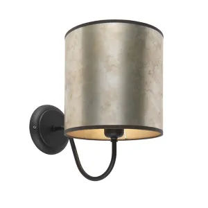 Klasična zidna svjetiljka crna s cink velur hladom - Matt