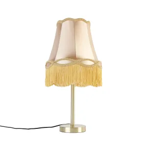 Klasična stolna lampa mesing sa bakinim sjenilom zlatna 30 cm - Simplo