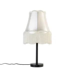 Klasična stolna lampa crna s granny sjenilom krem 30 cm - Simplo