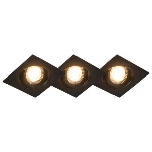 Set od 3 crna ugradbena reflektora uključujući LED prigušivanje u 3 koraka - Miu