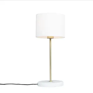 Mesingana stolna svjetiljka s bijelim hladom 20 cm - Kaso
