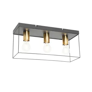 Minimalistička stropna lampa crna sa zlatnim 3 svjetla - Kodi