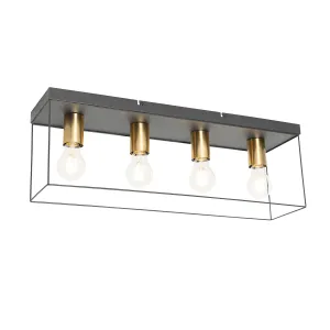 Minimalistička stropna lampa crna sa zlatnim 4 svjetla - Kodi