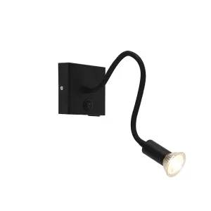 Moderna fleksibilna zidna svjetiljka USB crna - Zeno