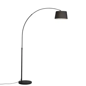 Moderna lučna svjetiljka crna s crnim sjenilom od tkanine - Arc Basic