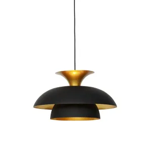 Moderna okrugla viseća svjetiljka crna sa zlatom u 3 sloja - Titus