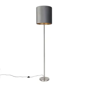 Moderna podna lampa od čelične tkanine sjena 40 cm - Simplo