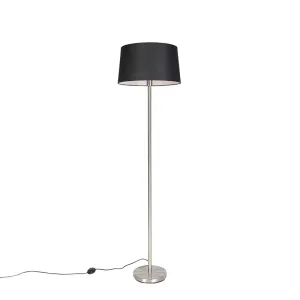 Moderna podna svjetiljka čelik s crnom hladom 45 cm - Simplo